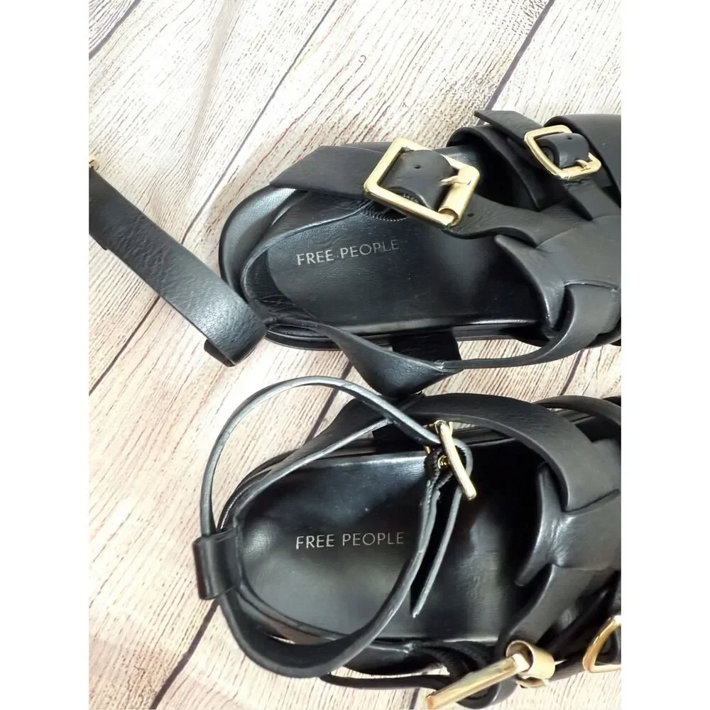 NIB Free People Hooked Fisherman Sandals Black Size 7‎ New - Picture 8 of 10